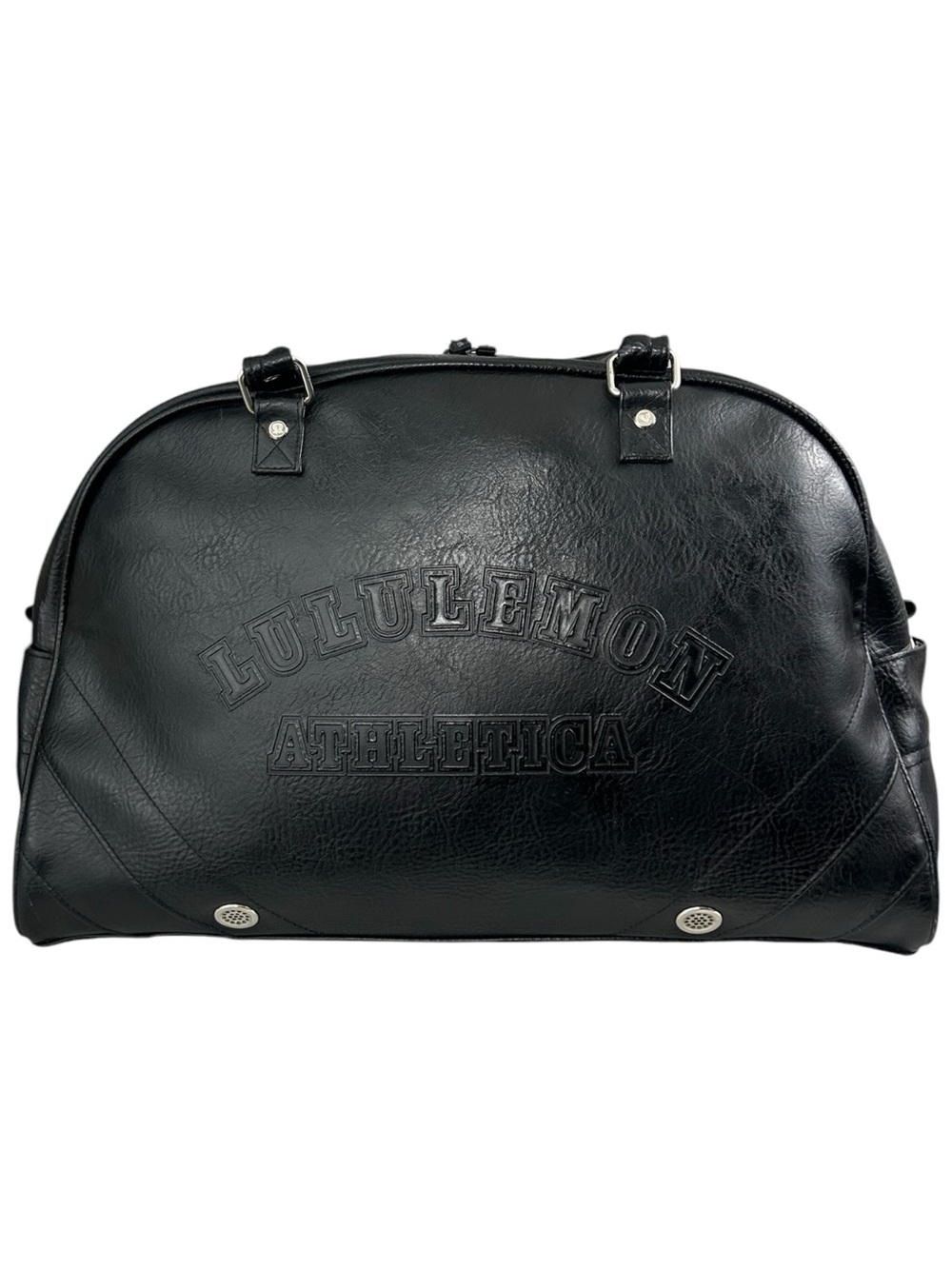 Lululemon Y2K Vintage Embossed Faux-Leather Duffel Bag Black